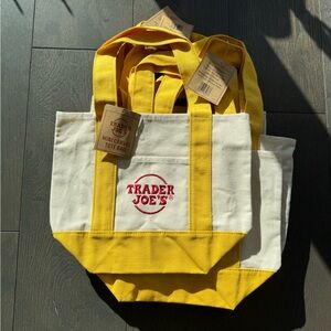Trader Joe's Yellow Canvas Mini Tote Bag